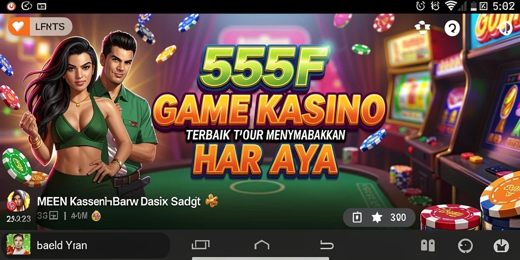 Screenshot utama 555F menampilkan gameplay Kasino yang menarik.