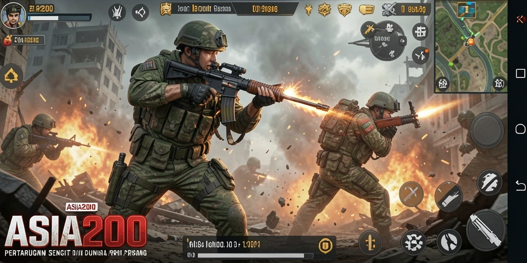 Tangkapan layar gameplay ASIA200 menampilkan aksi pertarungan seru.