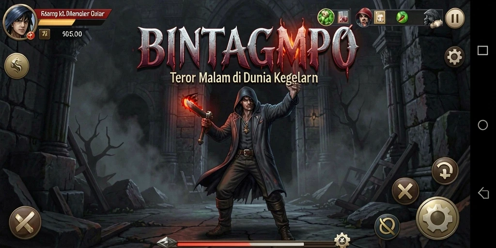 Tampilan gameplay BINTANGMPO yang menegangkan dan menyeramkan.