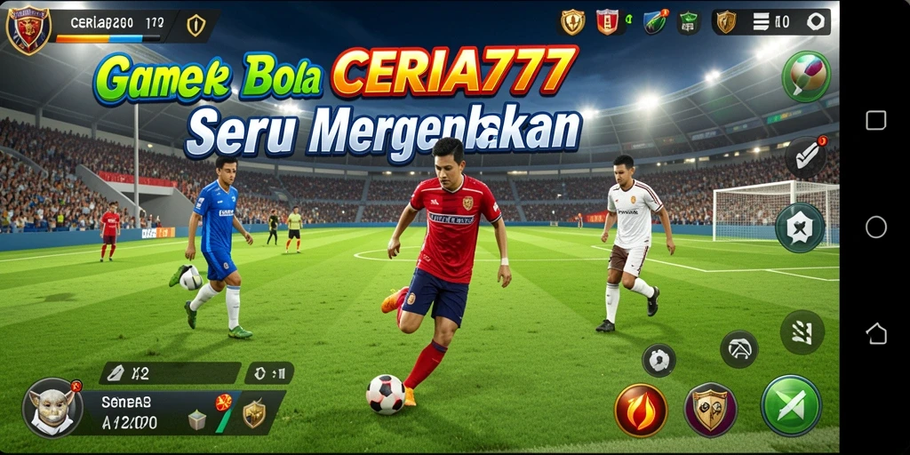 Screenshot gameplay <strong>CERIA777</strong> yang menampilkan aksi seru di lapangan sepak bola.