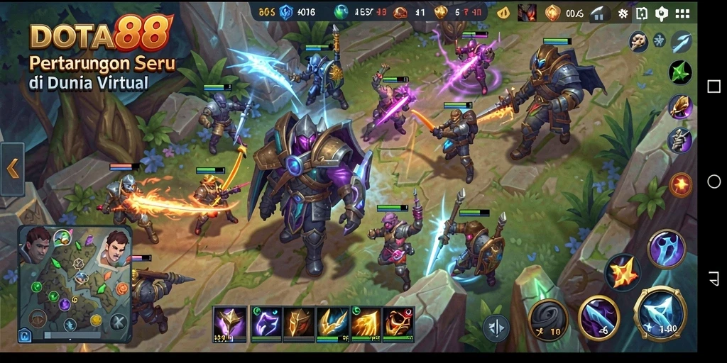 Screenshot DOTA88 menampilkan aksi pertarungan yang intens dan dinamis.