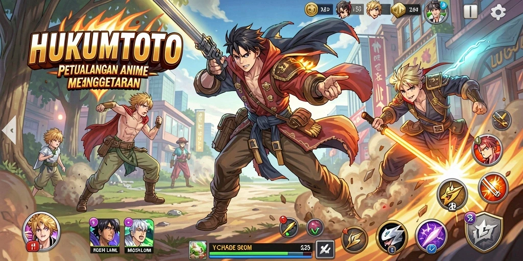 Screenshot HUKUMTOTO menampilkan aksi seru dalam dunia Anime.