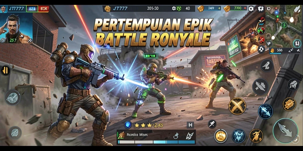 Tampak seru dari gameplay Battle Royale JT777 yang penuh aksi.