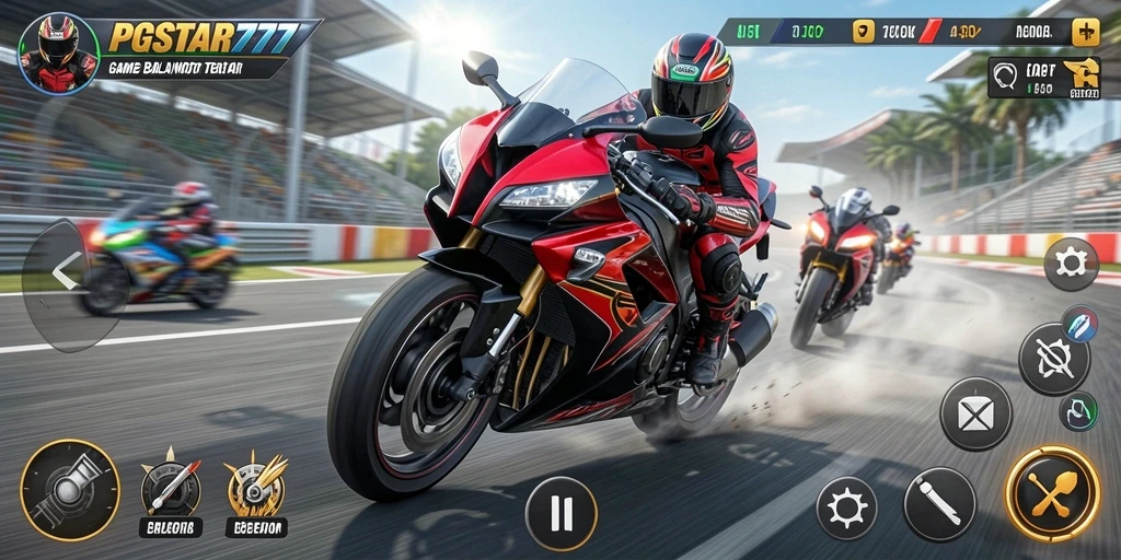 Gameplay PGSTAR777 yang seru dalam balapan motor.