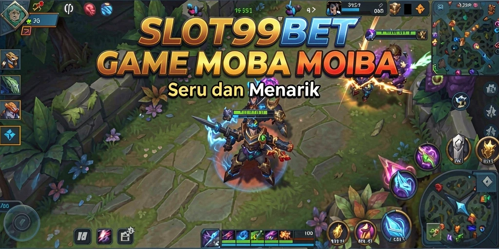 Tampilan gameplay menarik dari SLOT99BET dengan karakter MOBA yang dinamis.