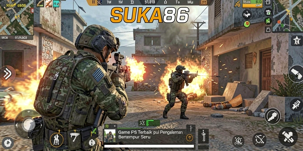 Tampilan gameplay SERU dari SUKA86 dengan adegan pertempuran yang intens.