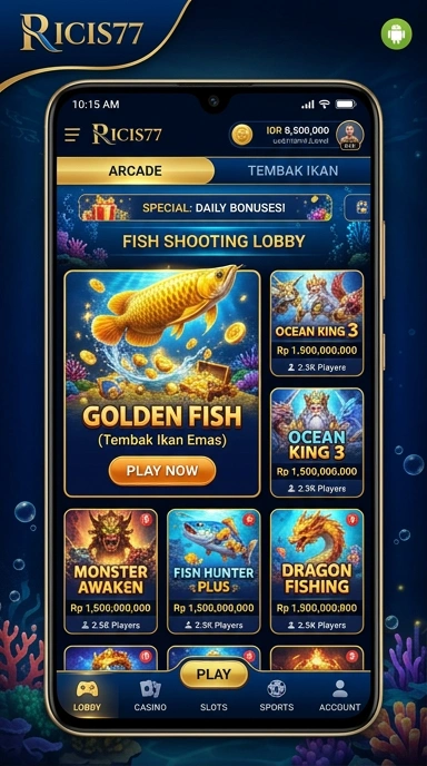 Ilustrasi penggunaan aplikasi ricis77 di perangkat Android.